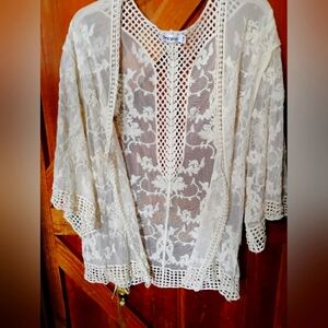 Room Mates Boho Cream Lace Kimono